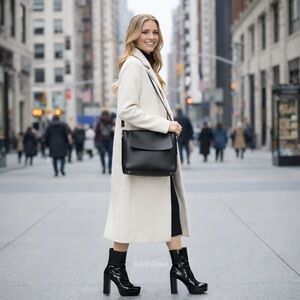 Guess BYRA Women’s Platform Block Heel Ankle Boots Black Patent, Size 8.5 NWB